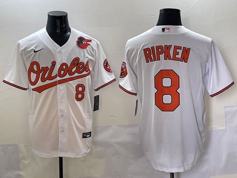 Men Baltimore Orioles 8 Ripken White Game 2025 Nike MLB Jersey style 5093